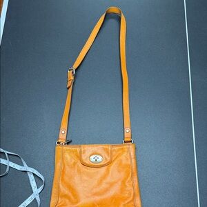 Fossil Orange Leather Crossbody Bag